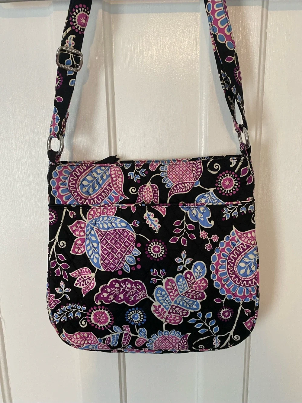Vera Bradley Floral Crossbody Bag in Black, Purple & Blue